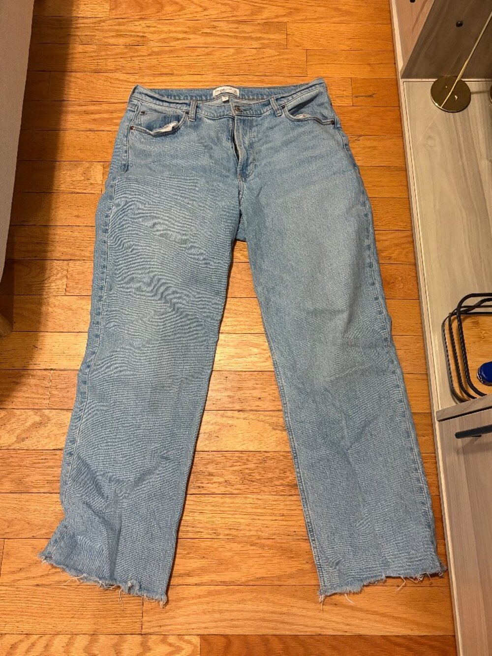 Abercrombie Curve Love Low Rise Baggy Jean Medium with Raw Hem